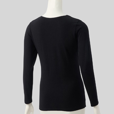 レディース　クルーネック長袖インナー(FIBER HEAT COTTON)