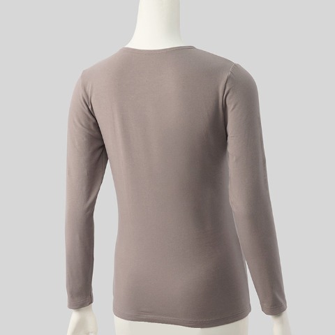 レディース　クルーネック長袖インナー(FIBER HEAT COTTON)