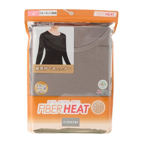 レディース　クルーネック長袖インナー(FIBER HEAT COTTON)