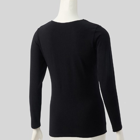 レディース　クルーネック長袖インナー(3L～6L・FIBER HEAT COTTON)
