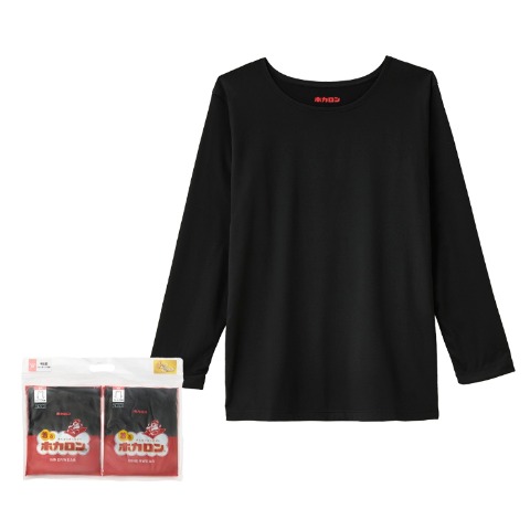 レディース　ホカロン　ハッピーバッグ　クルーネック長袖インナー　4枚組