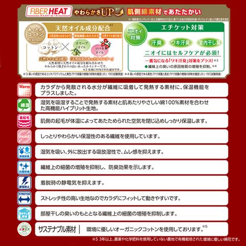 レディース　クルーネック長袖インナー（3L～5L・FIBER HEAT SUPER PREMIUM）