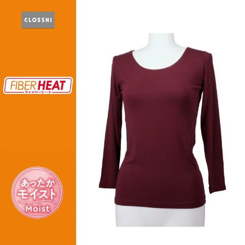 レディース FIBER HEAT MOIST ラウンドネック8分袖（S～LL・CLOSSHI）