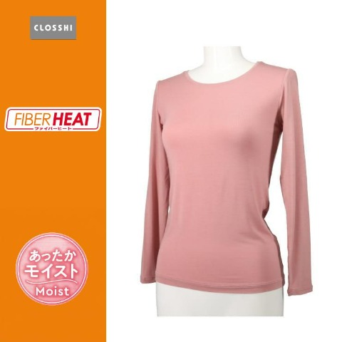レディース FIBER HEAT MOIST クルーネック長袖（S～LL・CLOSSHI）