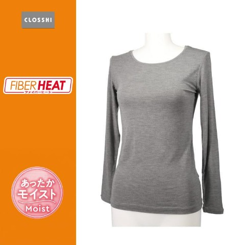 レディース FIBER HEAT MOIST クルーネック長袖（S～LL・CLOSSHI）