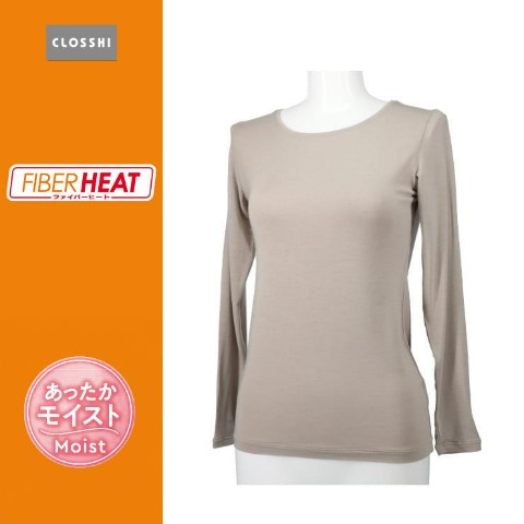 レディース FIBER HEAT MOIST クルーネック長袖（S～LL・CLOSSHI）