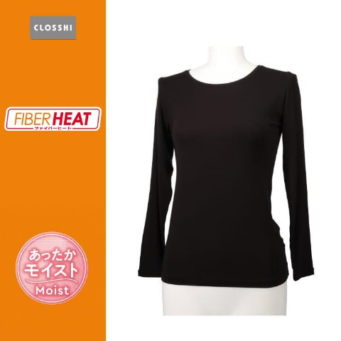 レディース FIBER HEAT MOIST クルーネック長袖（3L～5L・CLOSSHI）