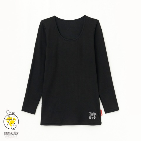 レディース　ラウンドネック8分袖（FIBER HEAT プレミアム・PEANUTS）