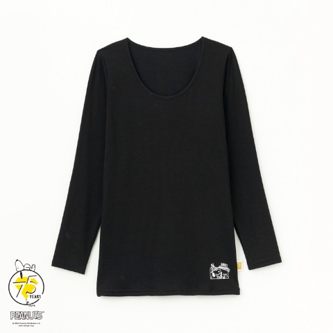 レディース　ラウンドネック8分袖（FIBER HEAT プレミアム・PEANUTS）