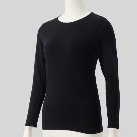 レディース　クルーネック長袖インナー(7L～8L・FIBER HEAT COTTON)