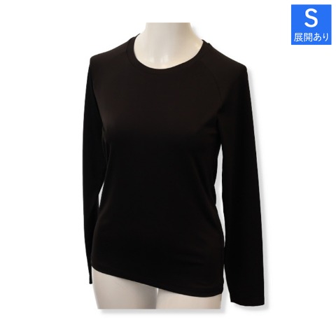 レディース　クルーネック長袖インナー ブラック 213