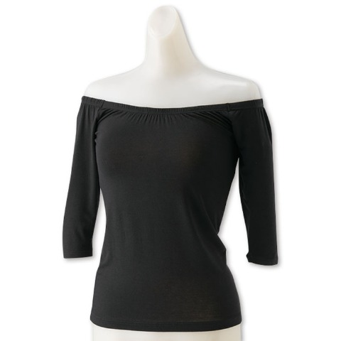 レディース オフショルダーネック8分袖インナー（眞白ありす・FIBER HEAT）