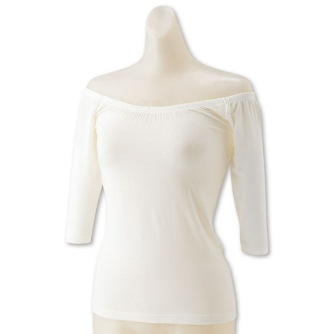 レディース オフショルダーネック8分袖インナー（眞白ありす・FIBER HEAT）