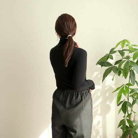 レディース タートルネック長袖 無地（terawear emu×FIBER HEAT）