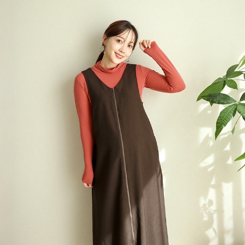 レディース タートルネック長袖 無地（terawear emu×FIBER HEAT）