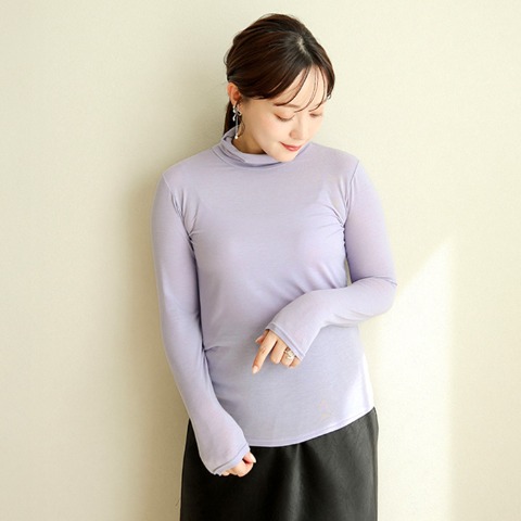 レディース タートルネック長袖 無地（terawear emu×FIBER HEAT）