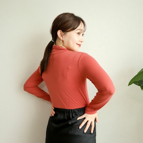 レディース タートルネック長袖 無地（terawear emu×FIBER HEAT）