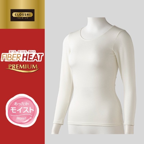 レディース　ラウンドネック8分袖（FIBER HEAT PREMIUM あったかモイスト）