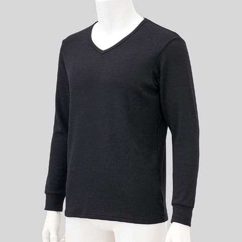 メンズ　V首インナー（FIBER HEAT SUPER PREMIUM あったかコットン）