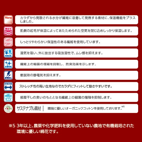 メンズ　V首インナー（FIBER HEAT SUPER PREMIUM あったかコットン）