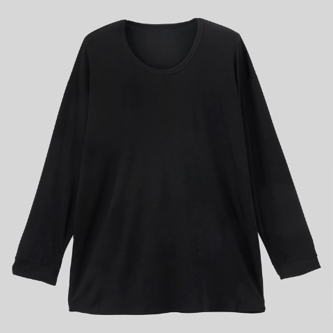メンズ　長袖丸首インナー（3L～5L・FIBER HEATプレミアム）