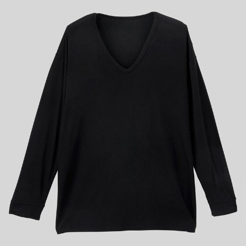メンズ　長袖V首インナー（3L～5L・FIBER HEATプレミアム）