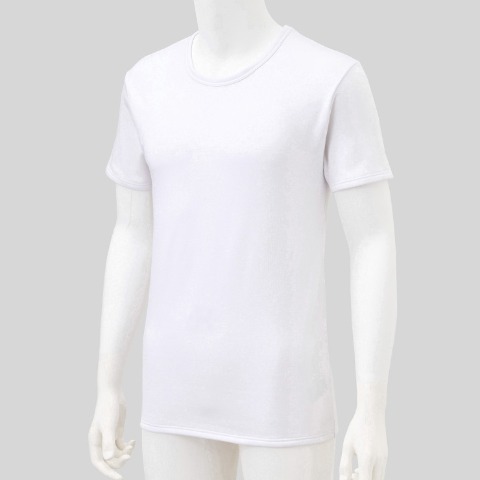 メンズ　半袖丸首インナー（FIBER HEAT SUPER PREMIUM あったかモイスト）