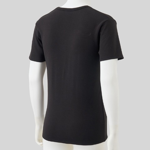 メンズ　半袖V首インナー（FIBER HEAT SUPER PREMIUM あったかモイスト）