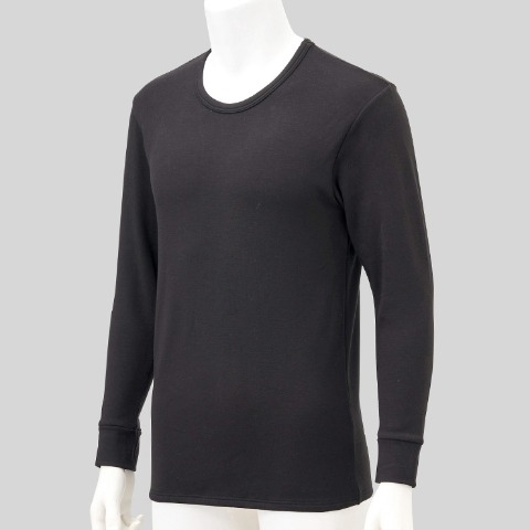 メンズ　長袖丸首インナー（FIBER HEAT SUPER PREMIUM あったかモイスト）