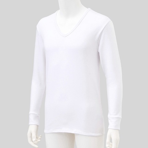 メンズ　長袖V首インナー（FIBER HEAT SUPER PREMIUM あったかモイスト）