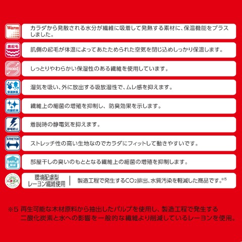 メンズ　長袖V首インナー（FIBER HEAT SUPER PREMIUM あったかモイスト）