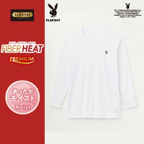 メンズ　長袖丸首インナー（FIBER HEAT・PLAYBOYコラボ）