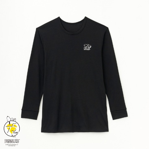 メンズ　長袖丸首インナー（FIBER HEAT×PEANUTS）