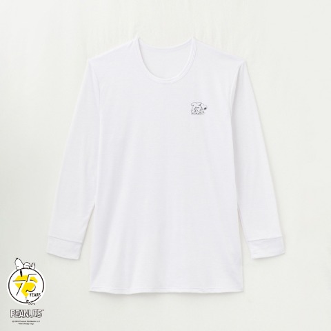 メンズ　長袖丸首インナー（FIBER HEAT×PEANUTS）