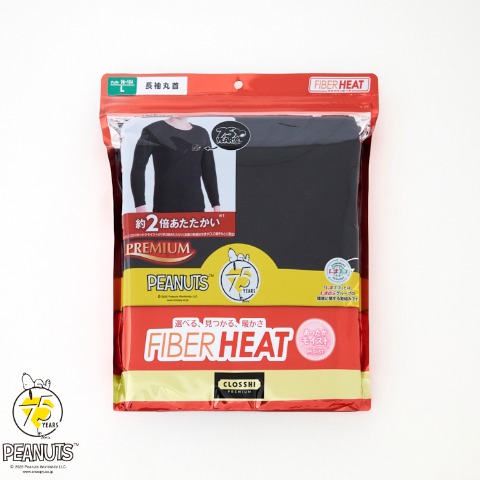 メンズ　長袖丸首インナー（FIBER HEAT×PEANUTS）