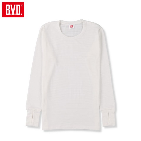 メンズ　長袖丸首インナー（B.V.D.）サムホール仕様
