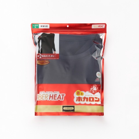 メンズ　長袖クルーネックインナー（FIBER HEAT×ホカロン）