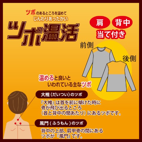 メンズ　長袖インナー（ツボ温活）