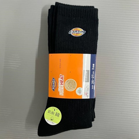 メンズ　3足組クルーソックス（FIBER HEAT×ディッキーズ）