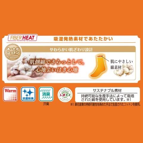 メンズ　3足組クルーソックス（FIBER HEAT×ディッキーズ）