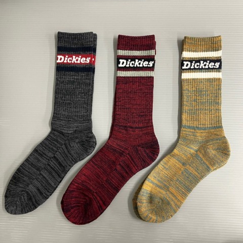 メンズ　3足組クルーソックス（FIBER HEAT×ディッキーズ）