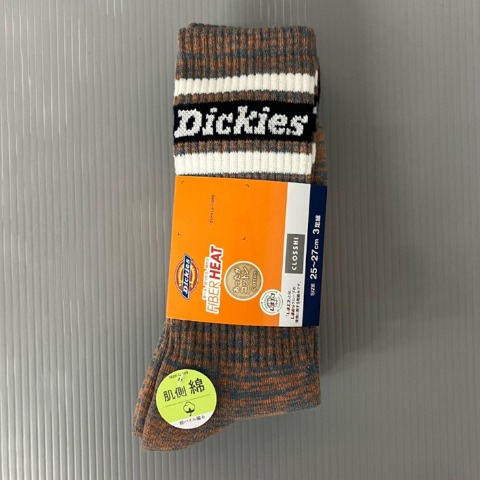 メンズ　3足組クルーソックス（FIBER HEAT×ディッキーズ）