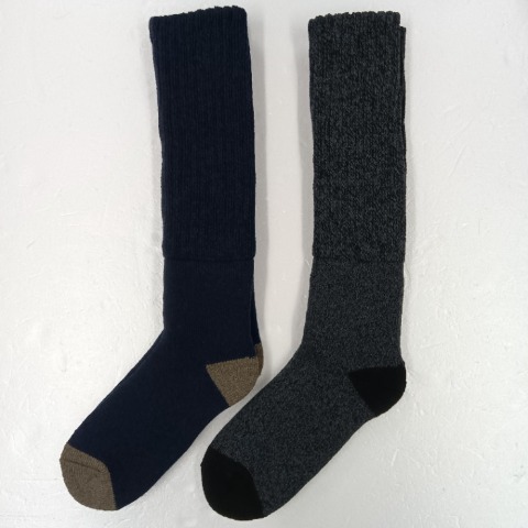 メンズ　2足組総パイル裏起毛ハイソックス（FIBER HEAT SUPER PREMIUM）