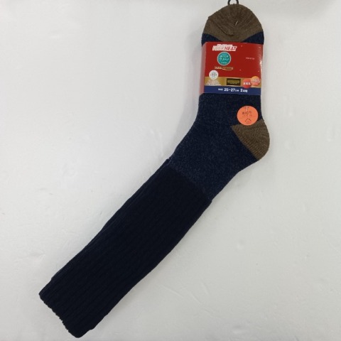 メンズ　2足組総パイル裏起毛ハイソックス（FIBER HEAT SUPER PREMIUM）