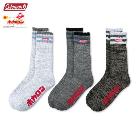 メンズ　3足組ソックス（Coleman×ホカロン）
