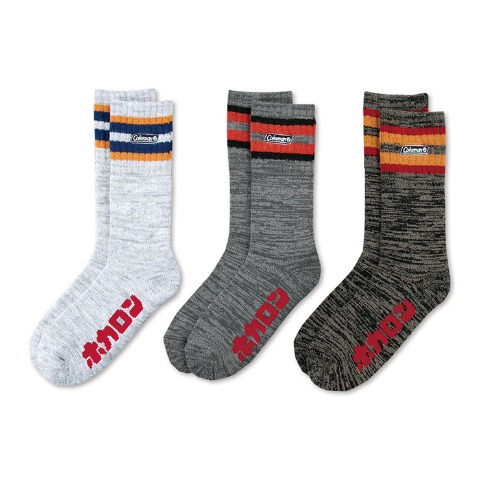 メンズ　3足組ソックス（Coleman×ホカロン）