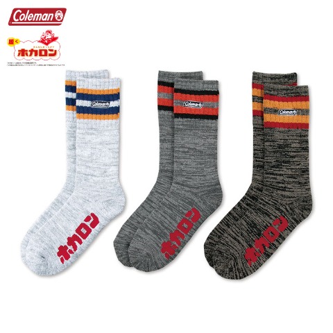メンズ　3足組ソックス（Coleman×ホカロン）