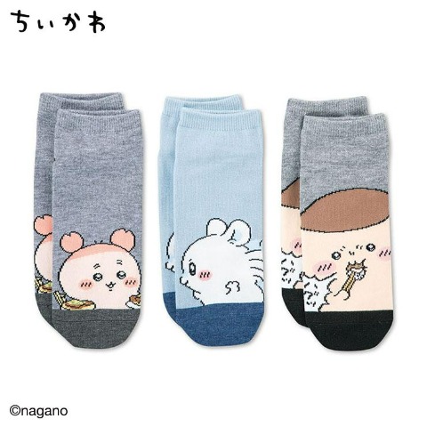 メンズ　3足組スニーカーインソックス（ちいかわ）
