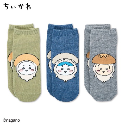 メンズ　3足組スニーカーインソックス（ちいかわ）