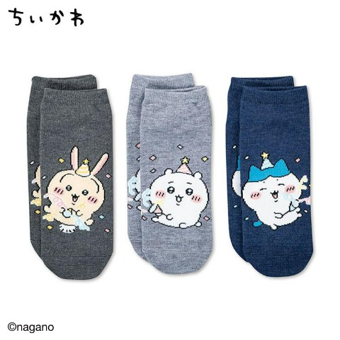 メンズ　3足組スニーカーインソックス（ちいかわ）